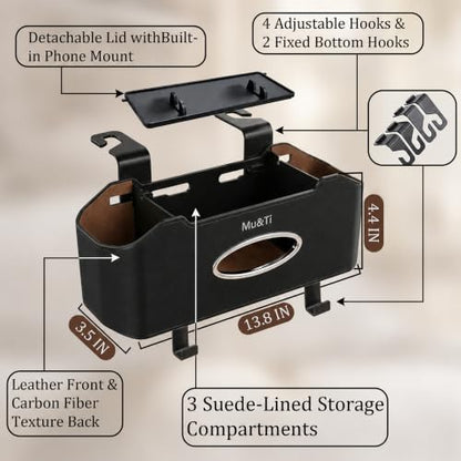 Back Seat Car Organizer with Cup Holders Tissue Box