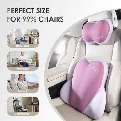 Lumbar Support with Car headrest Back Pillow for Chairs Headrest Pillow for Car Ergonomic Ultrathick Memory Foam Back Pillow for Office Chair