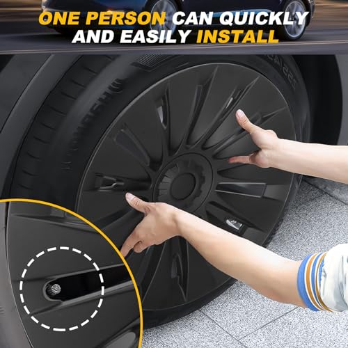 2025 Wheel Covers for Tesla Model Y Accessories 2024 19 Inch 4 Pcs Hubcaps Compatible with Tesla Y 2024 2023 2022 2021