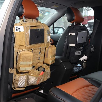 Tactical Car Seat Back Organizer Set Upgraded Tactical Molle Seatback Cover Protector Universal Fit Vehicles Truck MPV Pickup