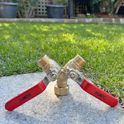 Garden Hose Y Valve Splitter Brass Hose Splitter With Stainless Steel Long Handle Brass Garden Hose Adapter 2 Way Y Valve 3