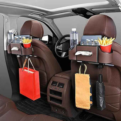 Back Seat Car Organizer,4 in 1 Multifunctional Car Back Seat Storage Box with Drink Cup Holder Tissue Box, for Hold Phone,Snacks, Drinks, Handbag
