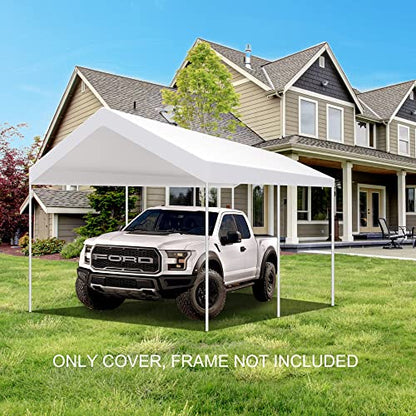 12'x20' Carport Replacement Canopy Cover for Car Garage Shelter Tent Party Tent Top Tarp with Ball Bungees
