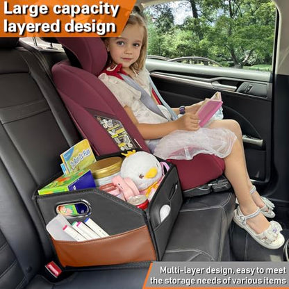 Leather Car Storage Organizer Back Front Seat Car Organizer Black