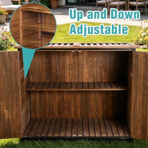 Outdoor Storage Shed 4.2x2.2FT with Metal Frame & Fir Wood