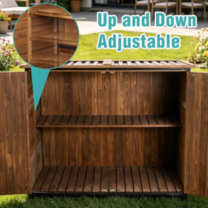 Outdoor Storage Shed 4.2x2.2FT with Metal Frame & Fir Wood
