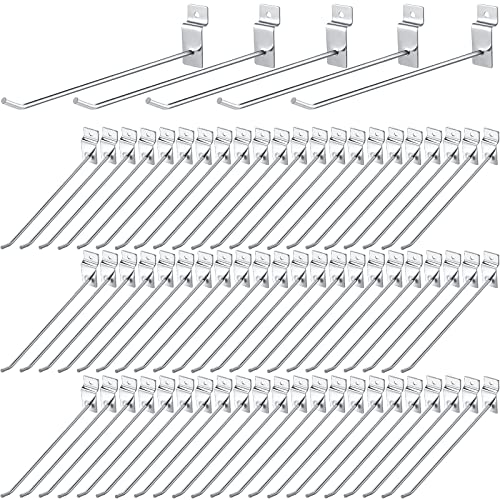 100 Pack Slatwall Hooks Silver Heavy Duty Slat Wall Hooks Metal Slatwall Accessories for Hanging Garage Retail Home Shop Display (100 Count)