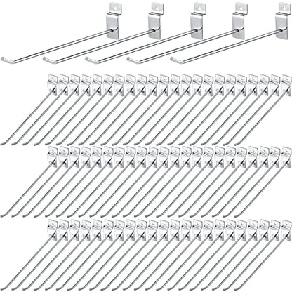 100 Pack Slatwall Hooks Silver Heavy Duty Slat Wall Hooks Metal Slatwall Accessories for Hanging Garage Retail Home Shop Display (100 Count)