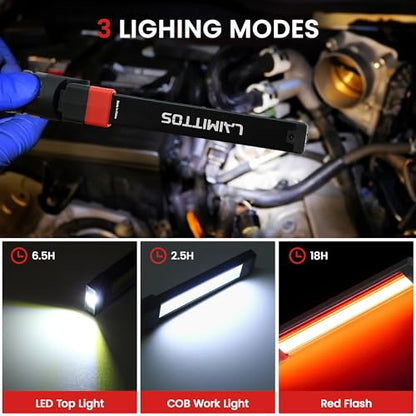 Rechargeable Work Light 2500mAh Magnetic LED Work Light Flashlight Mechanic Light Tool for Men Him (2 Count)
