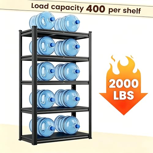63" H Storage Shelves Standing Shelf Units Metal Book Shelf Organizer Unit Metal Shelves Adjustable Pantry Shelf for Closet Pantry Basement Kitchen Warehouse 63" H X 45" W X 16" D (5 Count)