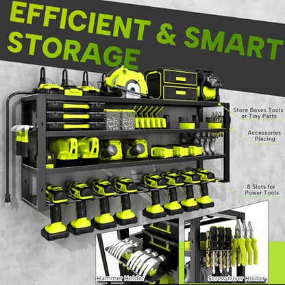 Large Power Tool Organizer Wall Mount with Charging Station