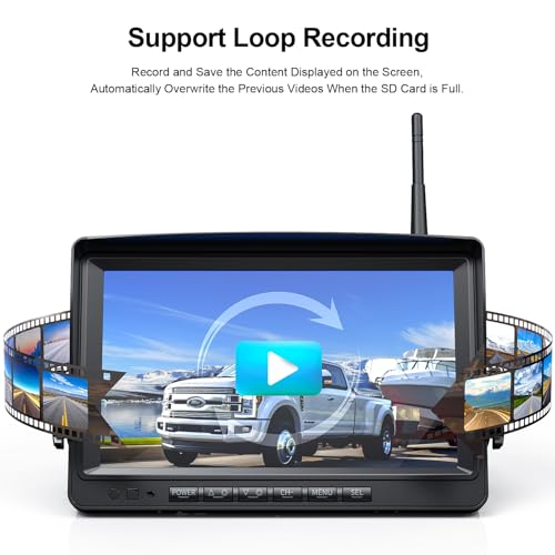 HD 1080P 9" Wireless RV Dual Backup Camera System with Recording