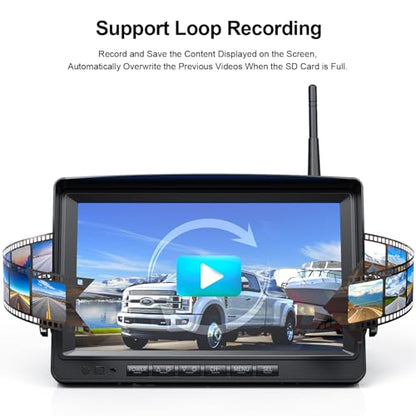 HD 1080P 9" Wireless RV Dual Backup Camera System with Recording