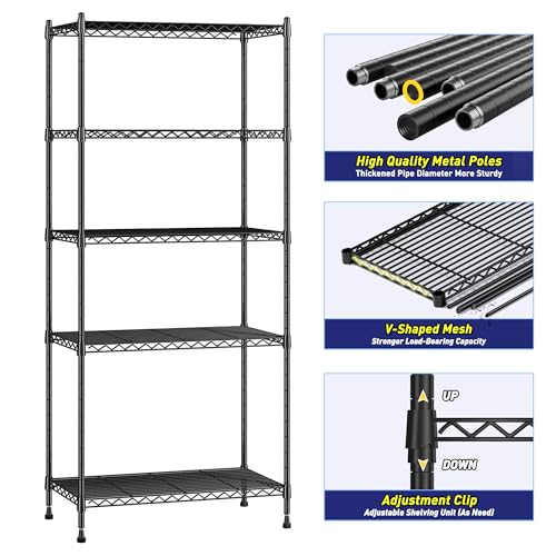 5 Tier 1010LBS Adjustable Narrow Storage Shelves