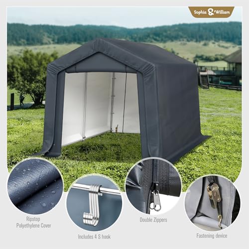 Storage Shed 8x12 ft Portable Garage Heavy Duty Carport