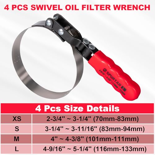 5pcs Swivel Oil Filter Wrench Set 12" Oil Filter Removal Tool (5 Count)