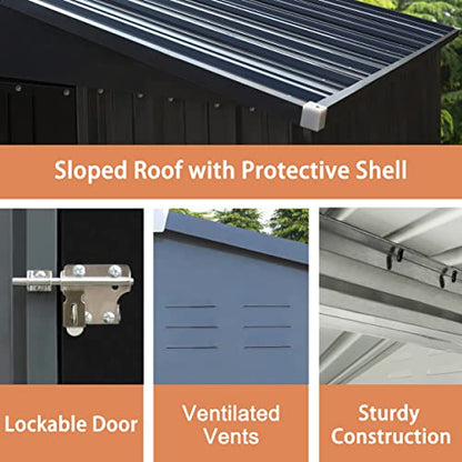 4' x 4' Outdoor Storage Shed with Thickened Galvanized Steel