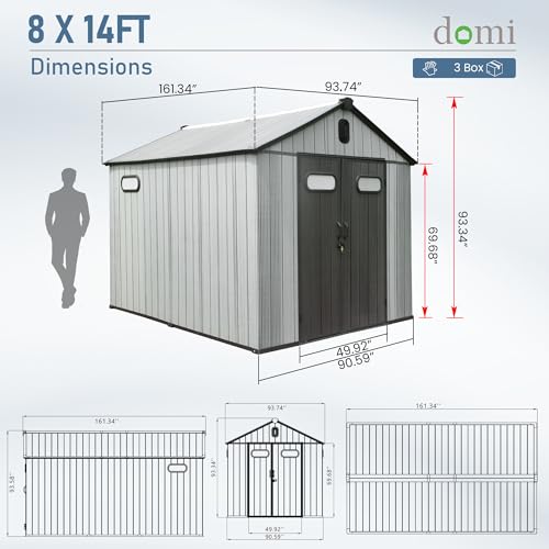 Domi 8x14 FT Resin Outdoor Storage Shed