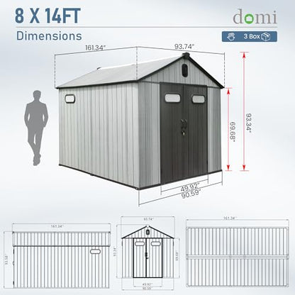 Domi 8x14 FT Resin Outdoor Storage Shed