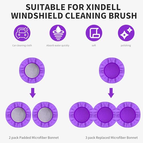 XINDELL 5 Pack Windshield Cleaner Microfiber Pads