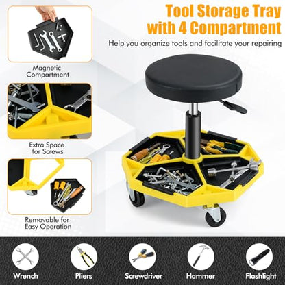 Adjustable Mechanic Rolling Stool