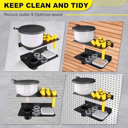 Coolant Funnel Kit Holder Wall Mount Rack with 2 Drip Cups