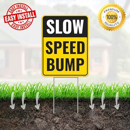 2PC Speed Bump Sign with Stakes (2 Count)
