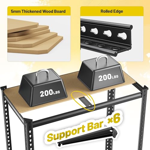 6 Tier 78" H Metal Shelving Adjustable Interlocking for Garage Warehouse