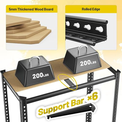 6 Tier 78" H Metal Shelving Adjustable Interlocking for Garage Warehouse