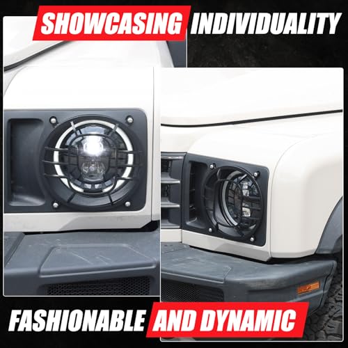 2 PCS Aluminum Alloy Car Headlight Cover Compatible with Ineos Grenadier 2020