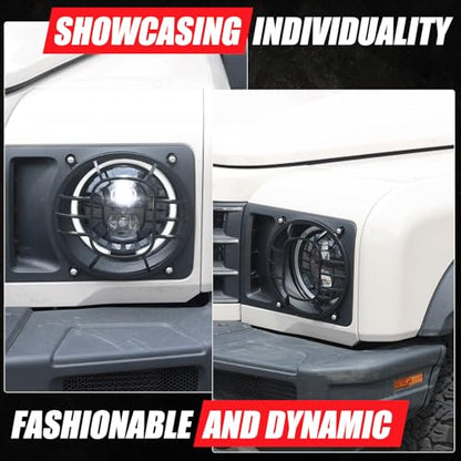 2 PCS Aluminum Alloy Car Headlight Cover Compatible with Ineos Grenadier 2020
