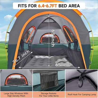 Truck Bed Tent 6.4' ~ 6.7' Easy Set Up Umburato Pickup Truck Tents for Camping
