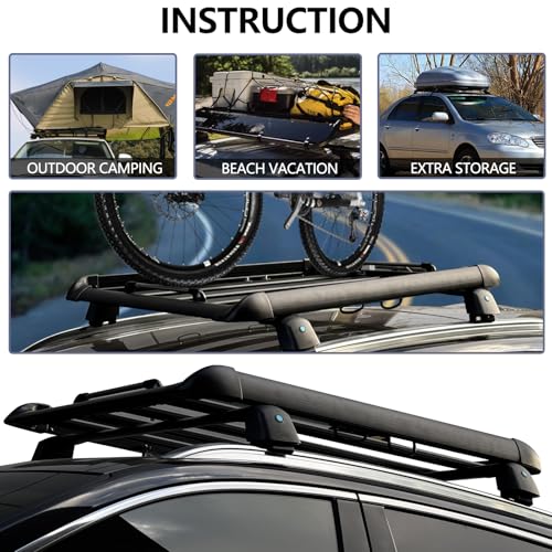 50" x37.8" x3.54" Universal Aluminum Roof Rack Rooftop Cargo Carrier Luggage Basket 330LBS Heavy Duty Car Top Luggage Holder for Cars SUVs and Trucks