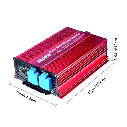 2000W Pure Sine Wave Inverter 12V to 120V AC with 2 AC outlets