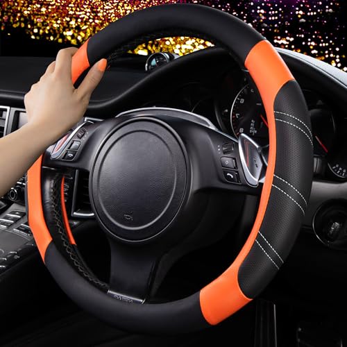 Line Rider Microfiber Leather Sporty Steering Wheel Cover Universal Fits for 95% Truck