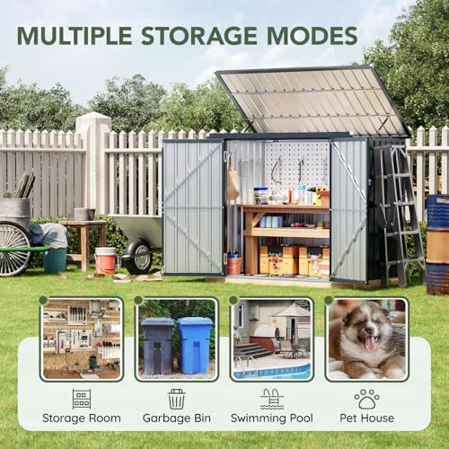 Metal Trash Can Storage Shed 6 x 3 ft