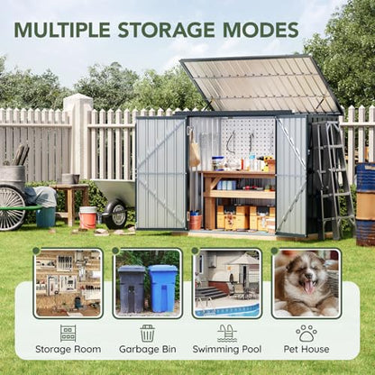Metal Trash Can Storage Shed 6 x 3 ft