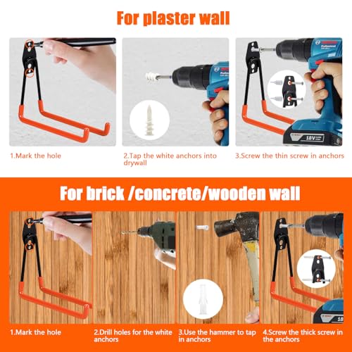 Heavy Duty Garage Storage Hooks 2 Pack Garage Tool Organizer Wall Mount (2 Count)