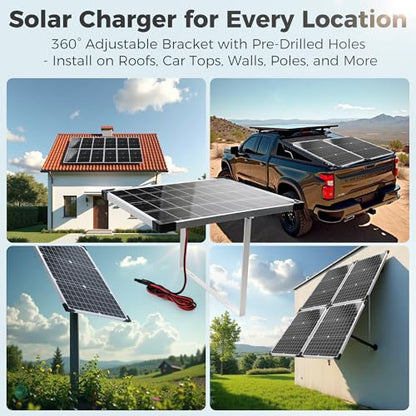 20W 12V Solar Panel Battery Charger Trickle Maintainer Kit