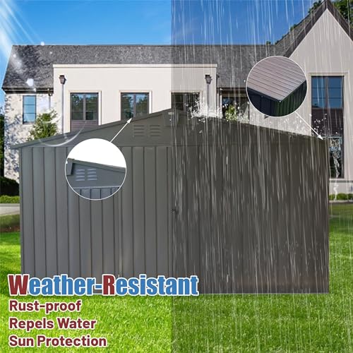 Extra Large Galvanized Steel Storage Shed 11' x 12.5' with Windows & Lock