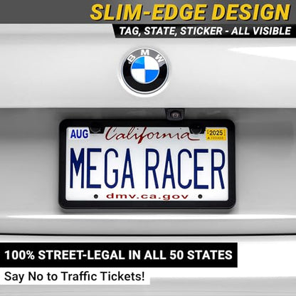 Premium Slim Matte Black License Plate Frame