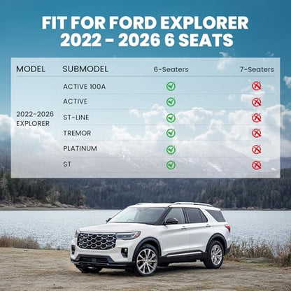 Floor Mats for Ford Explorer 2026 2025 2024 2023 2022 6 Seats