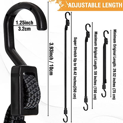 Bungee Cords with Hooks Heavy Duty (4 Count)