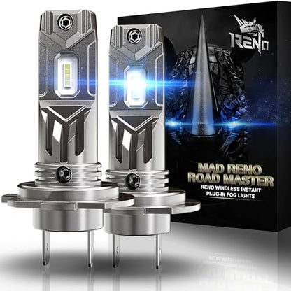 H7 Bulb H7 Fog Light 6500K White Fanless In Line Auxiliary Fog Bulbs Plug and Play (2 Count)