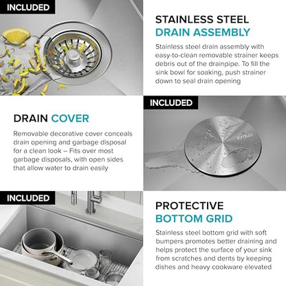 Stainless Steel 32 in Undermount Kitchen Sink KWU110