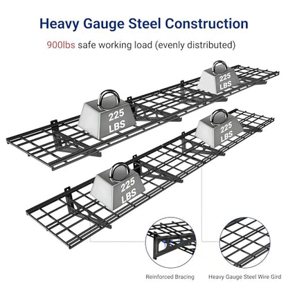 12-inch-by-72-inch Wall Shelf Garage Storage Rack Wall Mounted Floating Shelves,1x6ft,Black, 2-Pack, Classic Series (2 Count)