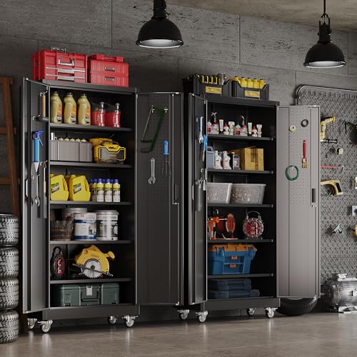 71" Metal Storage Cabinet with Wheels