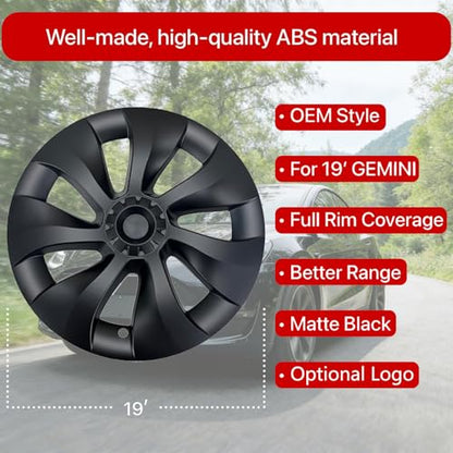 4PCS Wheel Covers Fits for Tesla Model Y Hubcap 19 Inch 2020 (4 Count)