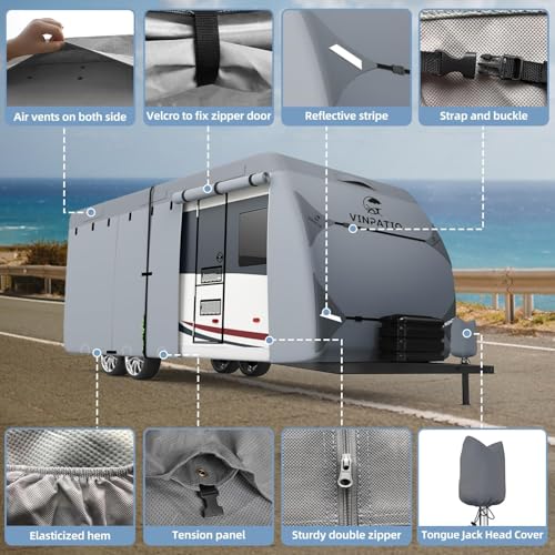 RV Cover 7 Layers Heavy Duty Travel Trailer Cover Fits 30'