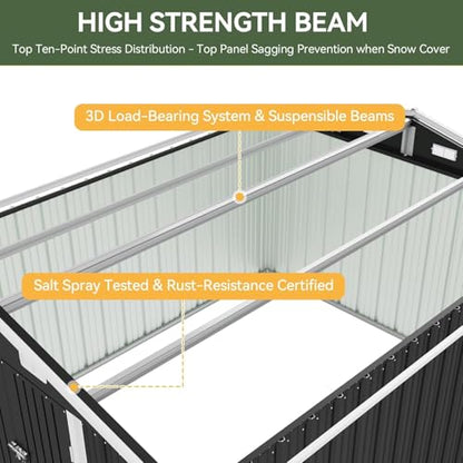 10 x 12FT Outdoor Storage Shed with Double Hinged Large Door